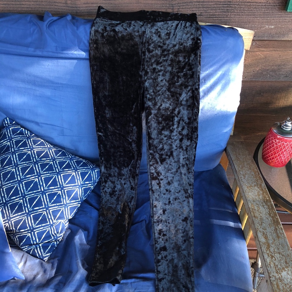Black velvet leggings